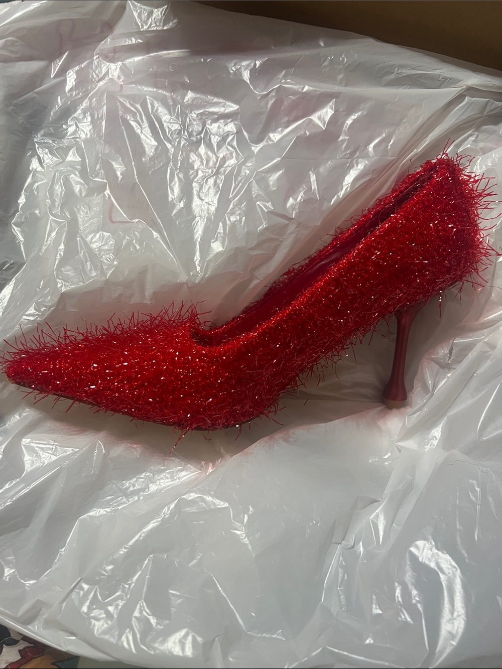 NewBella Red Glitter Pointed-Toe Pump for Women (new box has no lid)